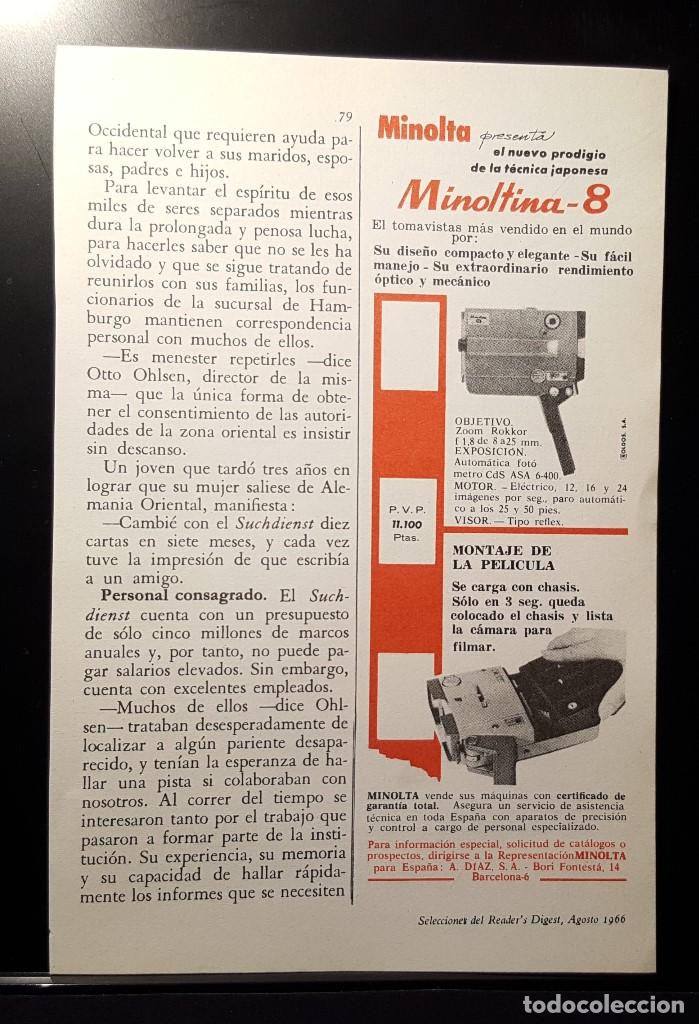 Coleccionismo de Revistas y Peri&oacute;dicos: Hoja Publicidad. Tomavistas Minolta. Prodigio de la Tecnica Japonesa. READERS DIGEST 1966)