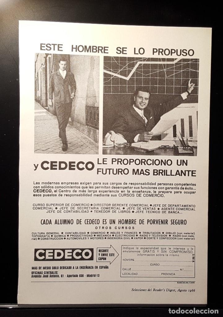 Coleccionismo de Revistas y Peri&oacute;dicos: Hoja Publicidad. Academia CEDECO. Futuro mas Brillante. READERS DIGEST 1966)