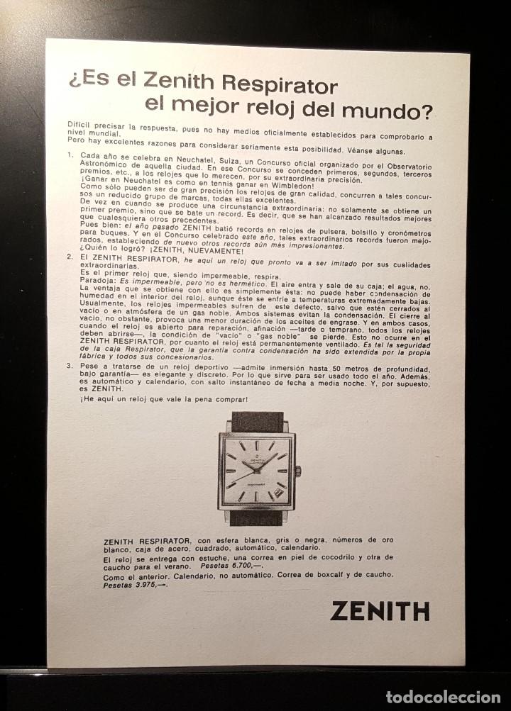 Coleccionismo de Revistas y Peri&oacute;dicos: Hoja Publicidad. Reloj Zenith. Zenith el Mejor Reloj del Mundo. READERS DIGEST 1966)