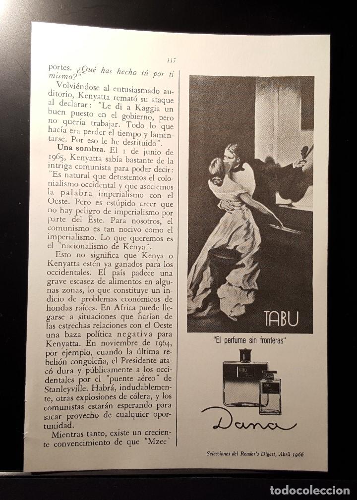 Coleccionismo de Revistas y Peri&oacute;dicos: Hoja Publicidad. Tabu. El Perfume Sin Fronteras. Dana. READERS DIGEST 1966)
