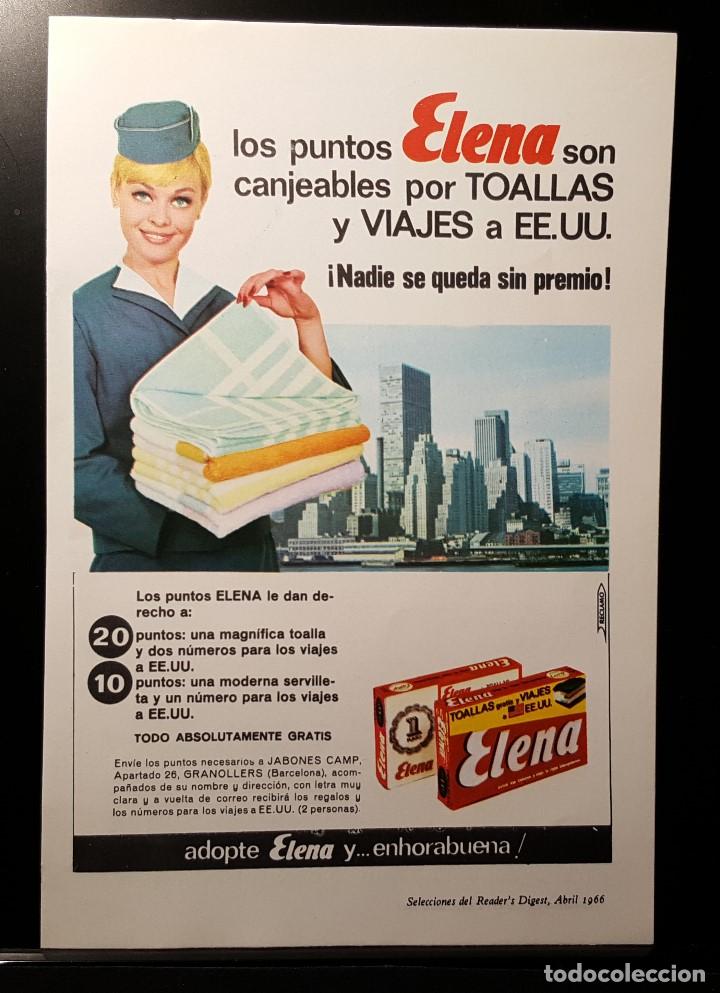 Coleccionismo de Revistas y Peri&oacute;dicos: Hoja Publicidad. Cara 1: Puntos D. Elena. Cara 2: Champu Anticaspa G:S:C:. READERS DIGEST 1966)