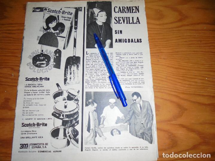 Coleccionismo de Revistas y Peri&oacute;dicos: RECORTE PRENSA : CARMEN SEVILLA, OPERADA. AMA, JUNIO 1965