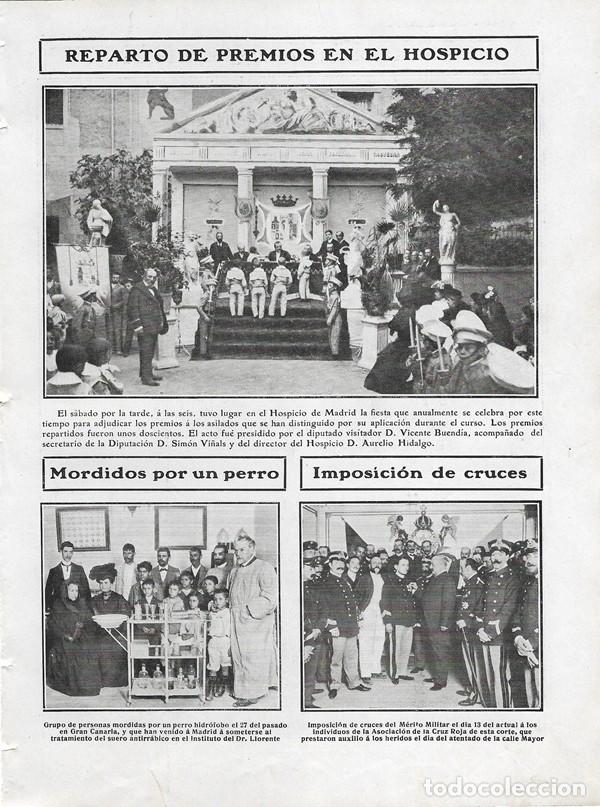 Collectionnisme de Revues et Journaux: 1906 HOJA REVISTA MADRID REPARTO PREMIOS EN EL HOSPICIO - GRAN CANARIA MORDIDOS POR UN PERRO -