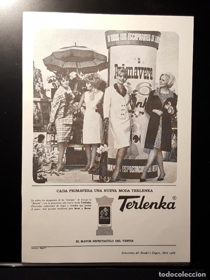 Coleccionismo de Revistas y Peri&oacute;dicos: Hoja Publicidad.  Moda Terlenka. Cada Primavera Moda Terlenka. READERS DIGEST 1966)
