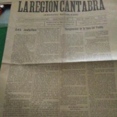 Coleccionismo de Revistas y Periódicos: LA REGION CANTABRA SEMANARIO REPUBLICANA SANTANDER 1911 NUM 191 NUESTRO JEFE ALEJANDRO LERROUX. Lote 122562163