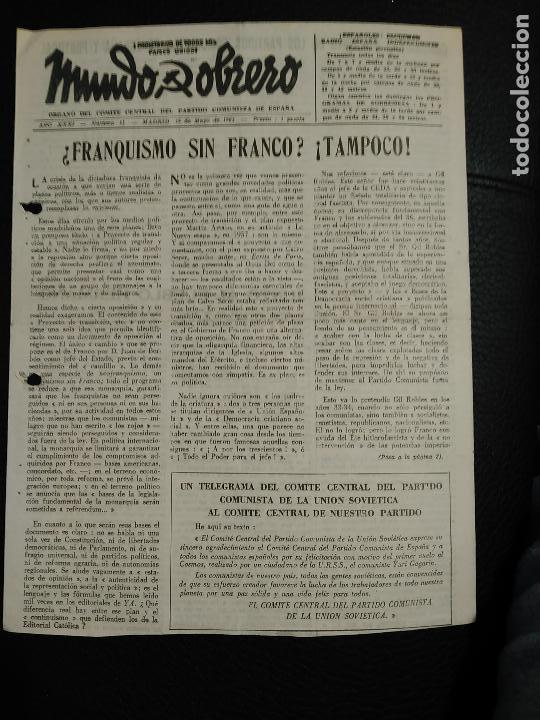Coleccionismo de Revistas y Peri&oacute;dicos: mundo obrero franquismo sin Franco tampoco Mayo 1961 peri&oacute;dico clandestino &eacute;poca dictadura PCE