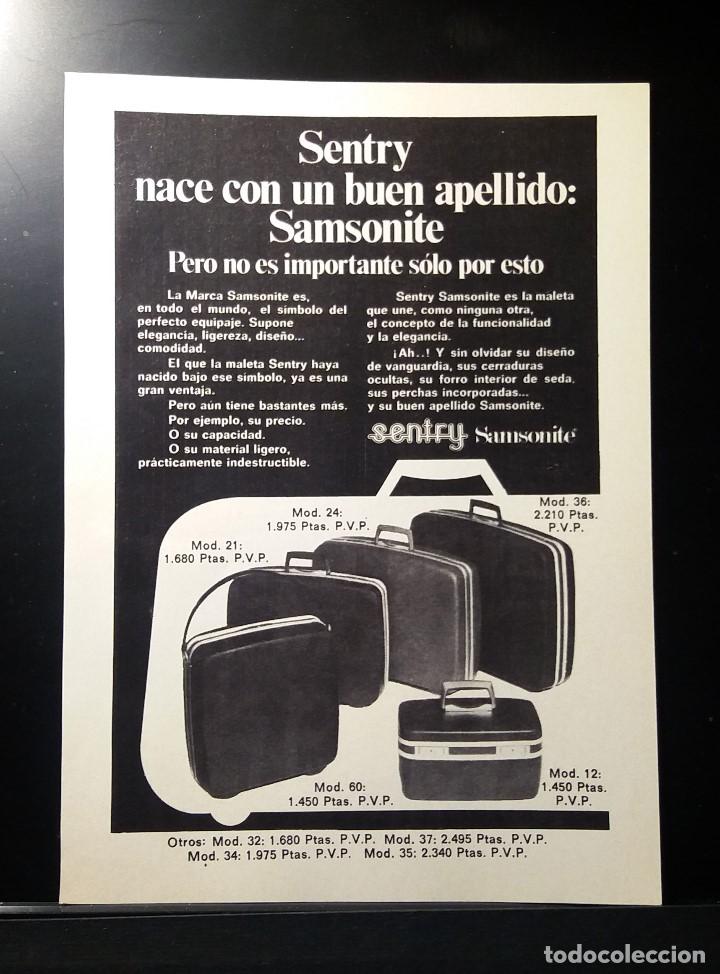 Coleccionismo de Revistas y Peri&oacute;dicos: Hoja Publicidad. Maletas Sentry Samsonite. (REDERS DIGEST 1972)