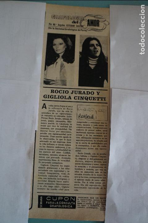 Coleccionismo de Revistas y Peri&oacute;dicos: RECORTE REPORTAJE CLIPPING DE ROCIO JURADO Y GIGLIOLA CINQUETTI REVISTA SEMANA N&ordm; 1784 PAG. 71