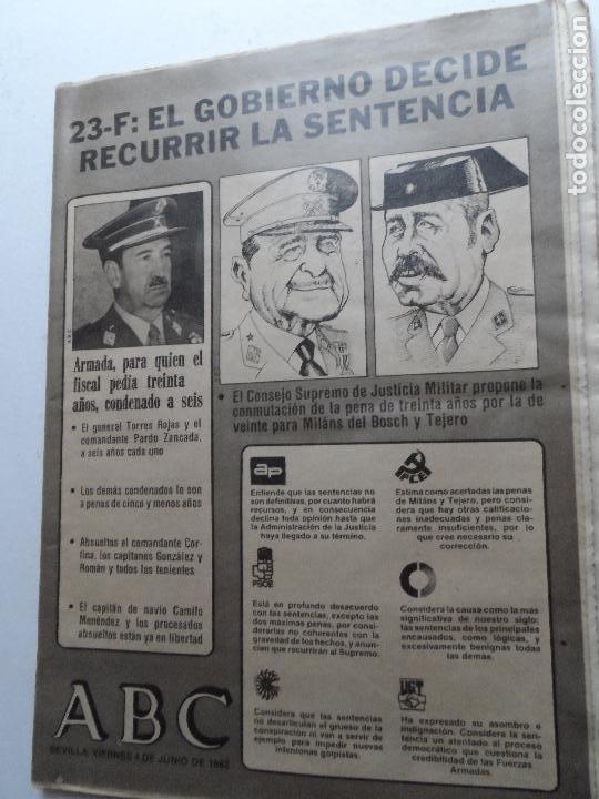 Coleccionismo de Revistas y Peri&oacute;dicos: ABC  23-F EL GOBIERNO DECIDE RECURRIR LA SENTENCIA -4-6-1982