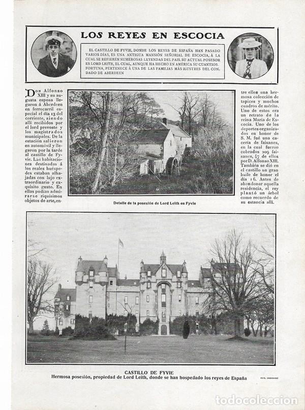 Collectionnisme de Revues et Journaux: 1906 HOJA REVISTA REINO UNIDO ESCOCIA SCOTLAND CASTILLO DE FYVIE CASTLE LORD LEITH REY ALFONSO XIII