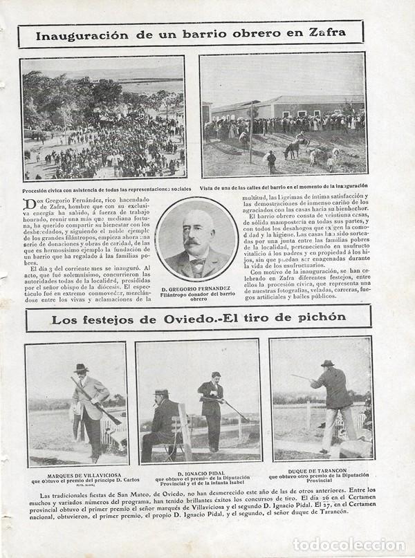 Collectionnisme de Revues et Journaux: 1906 HOJA REVISTA BADAJOZ ZAFRA INAUGURACI&Oacute;N BARRIO OBRERO GREGORIO FERN&Aacute;NDEZ -OVIEDO TIRO DE PICH&Oacute;N