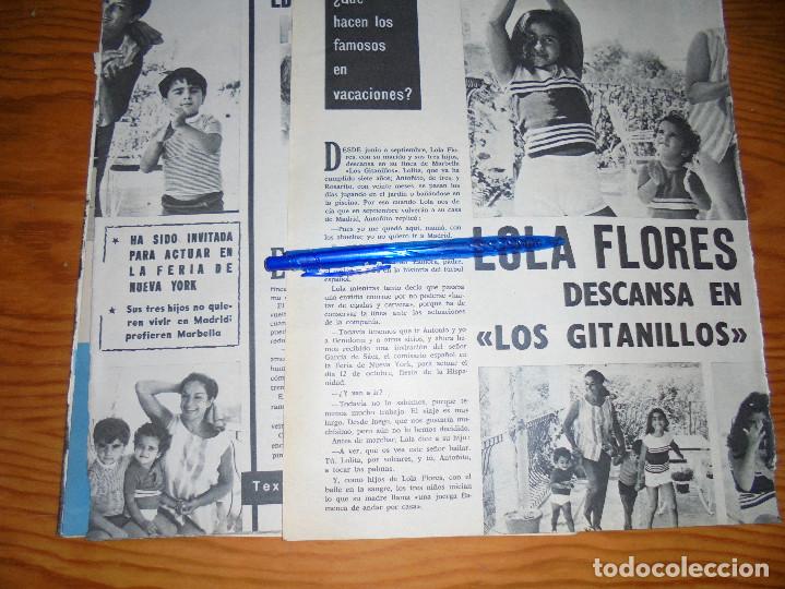 Coleccionismo de revistas y peri&oacute;dicos: RECORTE DE PRENSA : LOLA FLORES DESCANSA EN LOS GITANILLOS . AMA, STBRE 1965