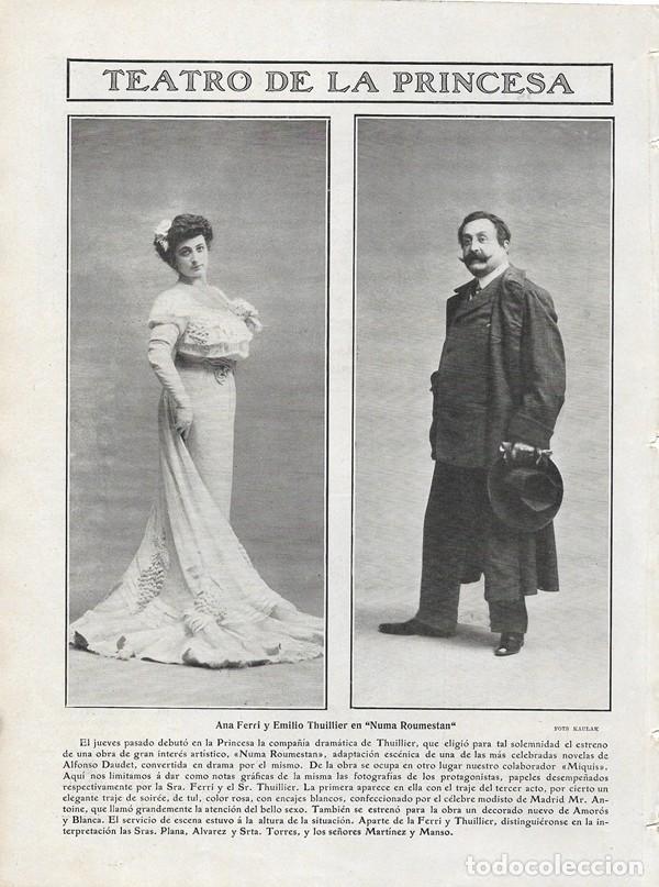 Coleccionismo de revistas y peri&oacute;dicos: 1906 HOJA REVISTA MADRID TEATRO DE LA PRINCESA ACTORES ANA FERRI EMILIO THUILLIER NUMA ROUMESTAN