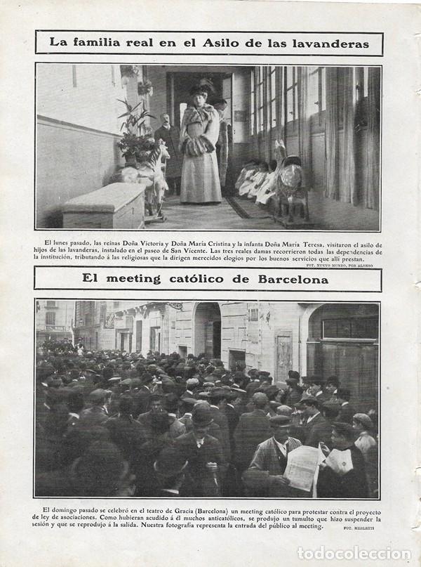 Coleccionismo de revistas y peri&oacute;dicos: 1906 HOJA REVISTA MADRID ASILO DE LAS LAVANDERAS REINA VICTORIA - BARCELONA TEATRO DE GRACIA MITIN