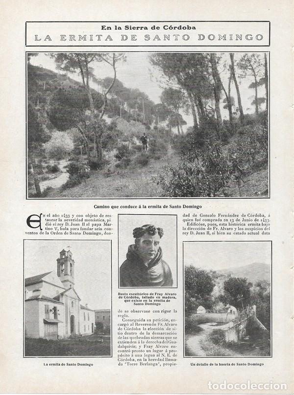 Sammeln von Zeitschriften und Zeitungen: 1908 HOJA REVISTA C&Oacute;RDOBA SIERRA ERMITA DE SANTO DOMINGO CAMINO HUERTA INTERIOR FRAY &Aacute;LVARO