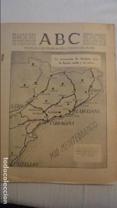 Coleccionismo de Revistas y Peri&oacute;dicos: DIARIO ABC.N&ordm; 11,114.SEVILLA ENERO 1939.GUERRA CIVIL.CATALU&Ntilde;A