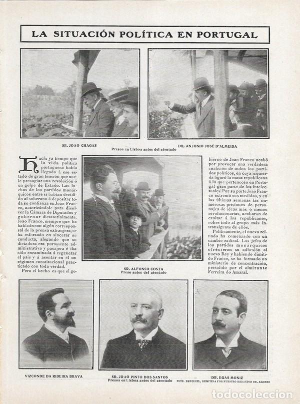 Collezionismo di Riviste e Giornali: 1908 HOJA REVISTA PORTUGAL POL&Iacute;TICA JOAO CHAGAS ANTONIO JOSE D'ALMEIDA ALFONSO COSTA EGAS MONIZ