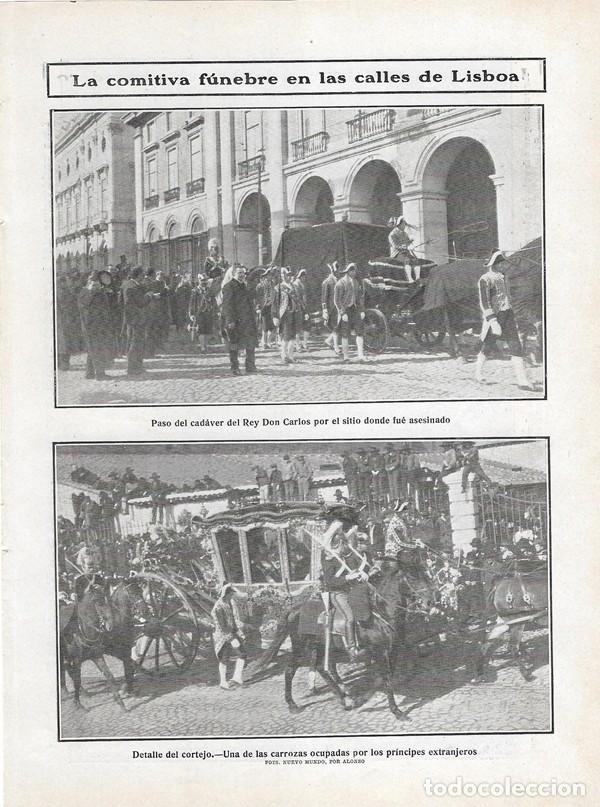 Collezionismo di Riviste e Giornali: 1908 HOJA REVISTA PORTUGAL LISBOA CARROZA FUNEBRE REY CARLOS I COMITIVA F&Uacute;NEBRE