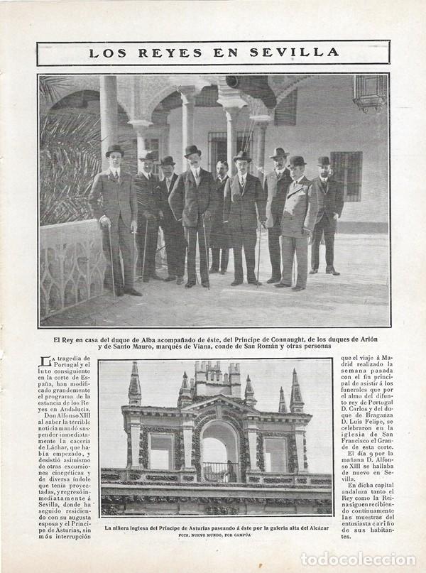 Collezionismo di Riviste e Giornali: 1908 HOJA REVISTA SEVILLA DUE&Ntilde;AS REY ALFONSO XIII DUQUE DE ALBA ARI&Oacute;N SANTO MAURO GALER&Iacute;A ALCAZAR