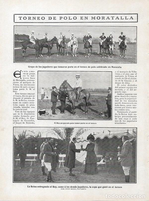 Collezionismo di Riviste e Giornali: 1908 HOJA REVISTA C&Oacute;RDOBA MORATALLA TORNEO DE POLO REY ALFONSO XIII REINA VICTORIA