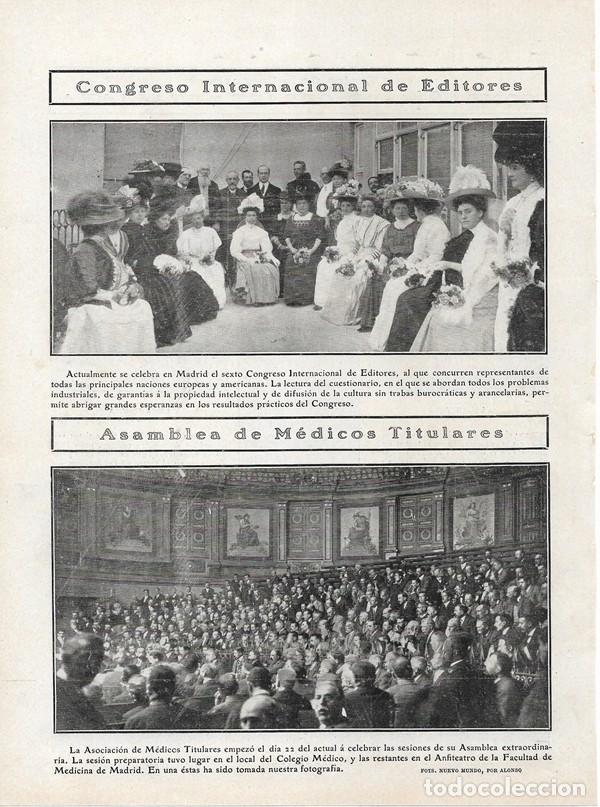 Collezionismo di Riviste e Giornali: 1908 HOJA REVISTA MADRID CONGRESO INTERNACIONAL DE EDITORES - ASAMBLEA ASOCIACI&Oacute;N M&Eacute;DICOS TITULARES
