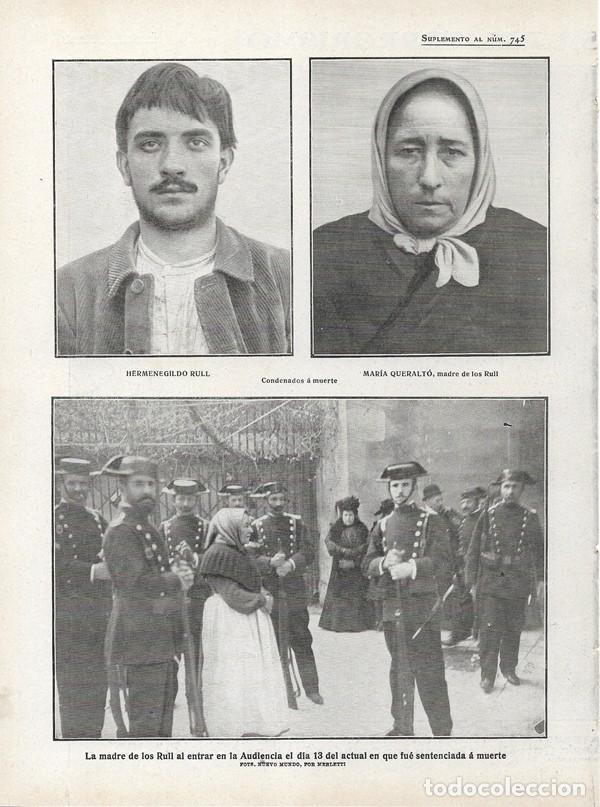 Coleccionismo de Revistas y Peri&oacute;dicos: 1908 HOJA REVISTA BARCELONA PROCESO TERRORISTA JUAN RULL CONDENADOS A MUERTE GUARDIA CIVIL
