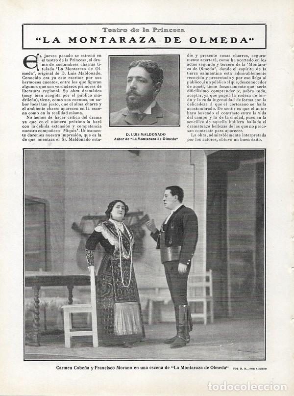 Collezionismo di Riviste e Giornali: 1908 HOJA REVISTA TEATRO DE LA PRINCESA LA MONTARAZA OLMEDA LUIS MALDONADO CARMEN COBE&Ntilde;A FCO. MORANO