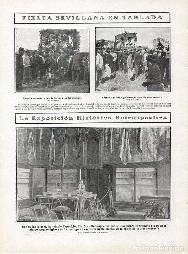 Sammeln von Zeitschriften und Zeitungen: 1908 HOJA REVISTA SEVILLA TABLADA FIESTA CARRETA MUSEO ARQUEOL&Oacute;GICO EXPOSICI&Oacute;N OBJETOS INDEPENDENCIA