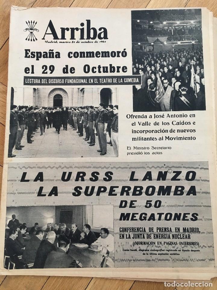 Collectionnisme de Revues et Journaux: ARRIBA (31-10-61) VALLE DE LOS CAIDOS URSS BOMBA 50 MEGATONES FUNDACION FALANGE KORRICOLARIS
