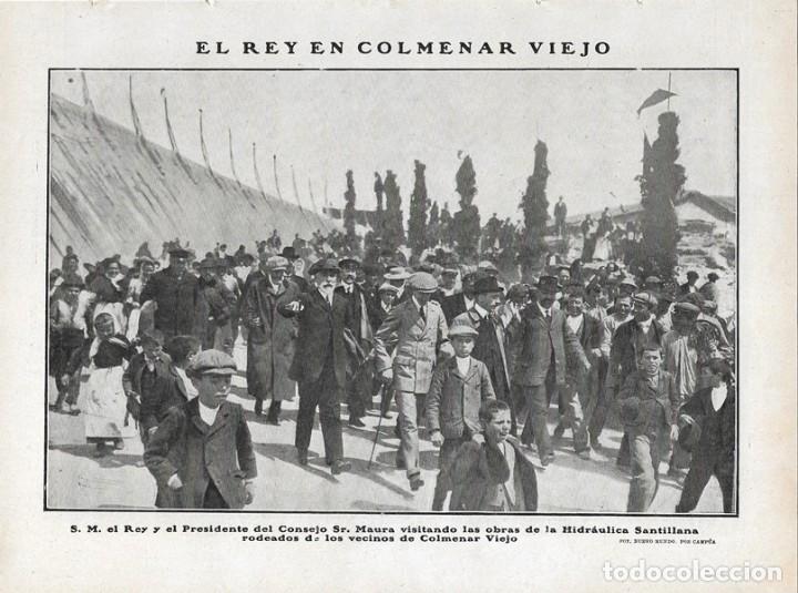 Collezionismo di Riviste e Giornali: 1908 HOJA REVISTA MADRID COLMENAR VIEJO EMBALSE HIDR&Aacute;ULICA SANTILLANA ALFONSO XIII ANTONIO MAURA