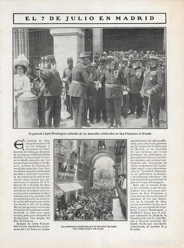 Coleccionismo de Revistas y Peri&oacute;dicos: 1908 HOJA REVISTA MADRID IGLESIA SAN FRANCISCO EL GRANDE CALLE MAYOR ARCO 7 DE JULIO CELEBRACI&Oacute;N