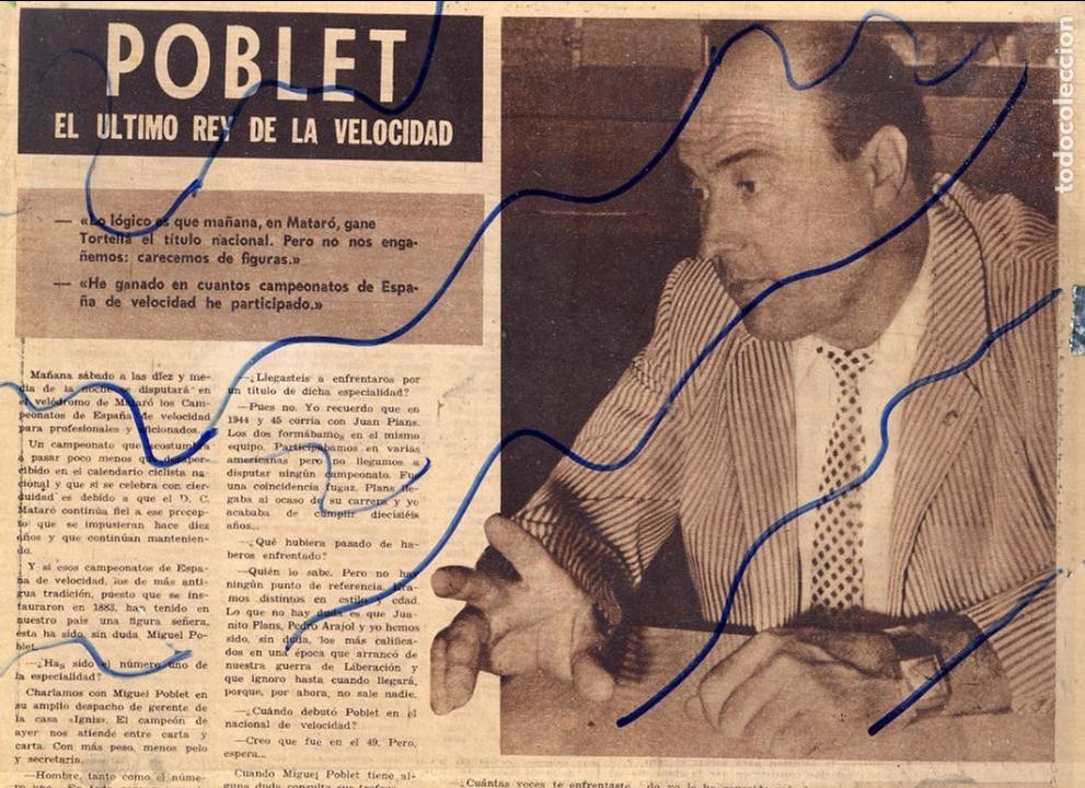 Coleccionismo de Revistas y Peri&oacute;dicos: CICLISMO 1965 MIGUEL POBLET  EL ULTIMO REY DE LA MONTA&Ntilde;A    HOJA   REVISTA