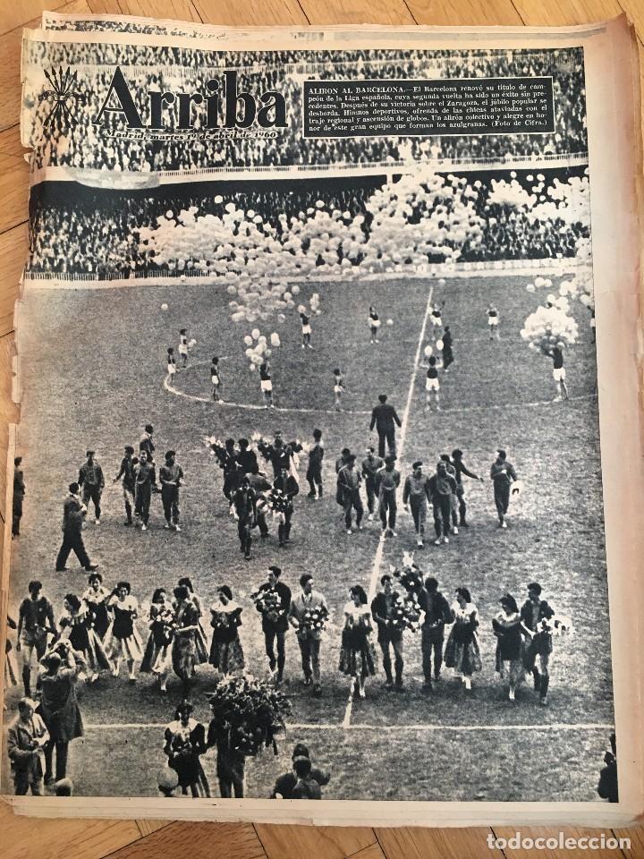 Collectionnisme de Revues et Journaux: ARRIBA (19-4-60) ALIRON AL CAMPEON LIGA BARCELONA QUEMA JUDAS MAJADAHONDA RUGBY BELGICA ESPA&Ntilde;A