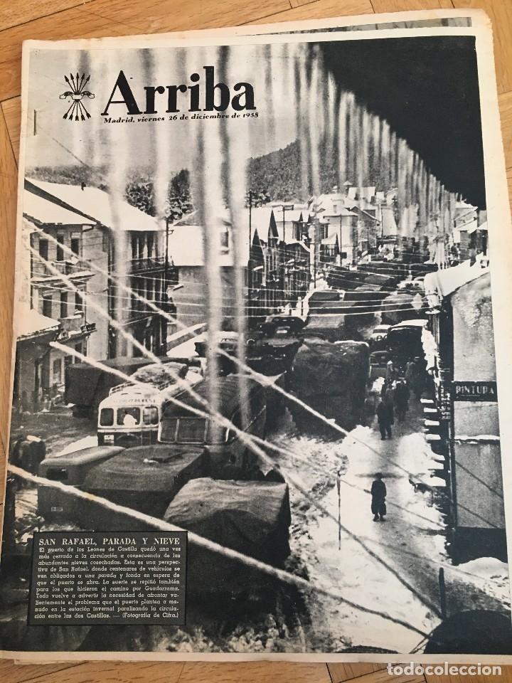 Sammeln von Zeitschriften und Zeitungen: ARRIBA (26-12-58) SAN RAFAEL PUERTO LEONES GUADARRAMA VALLE LOS CAIDOS VALENCIA TOULOUSE NUREMBERG