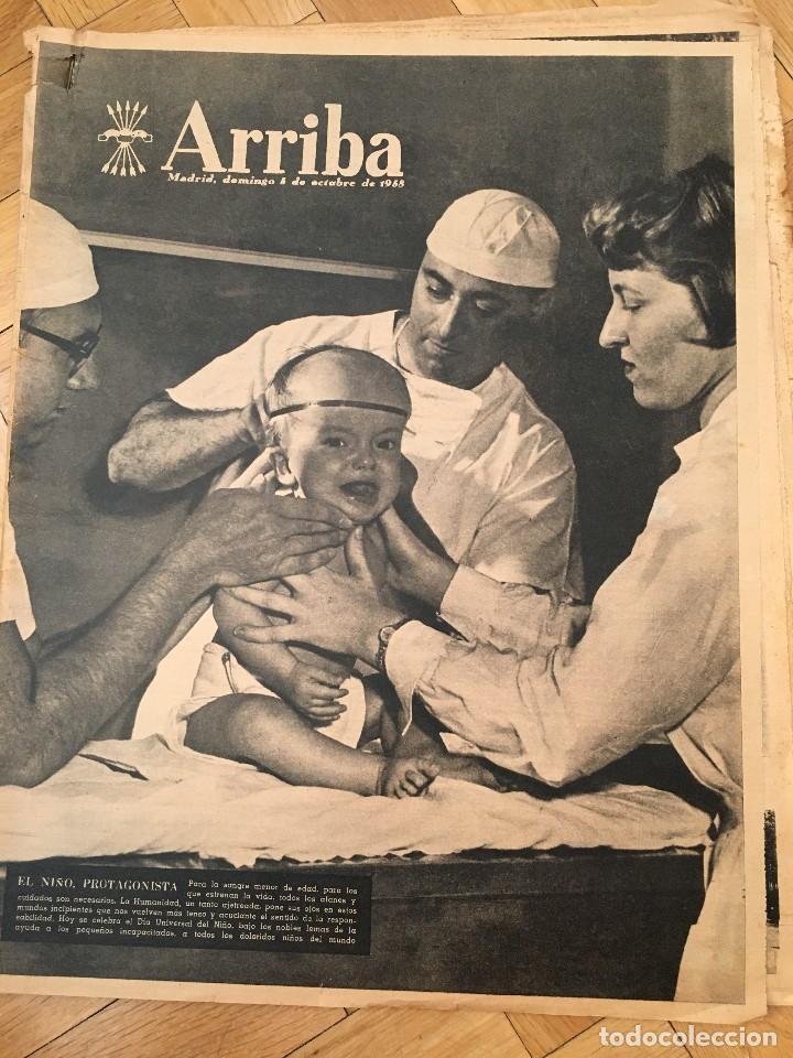 Coleccionismo de Revistas y Peri&oacute;dicos: ARRIBA (5-10-58) KOPA FRANCIA GRECIA TOROS LUIS MIGUEL DOMINGUIN PUBLICIDAD MOBY DICK CORTEFIEL