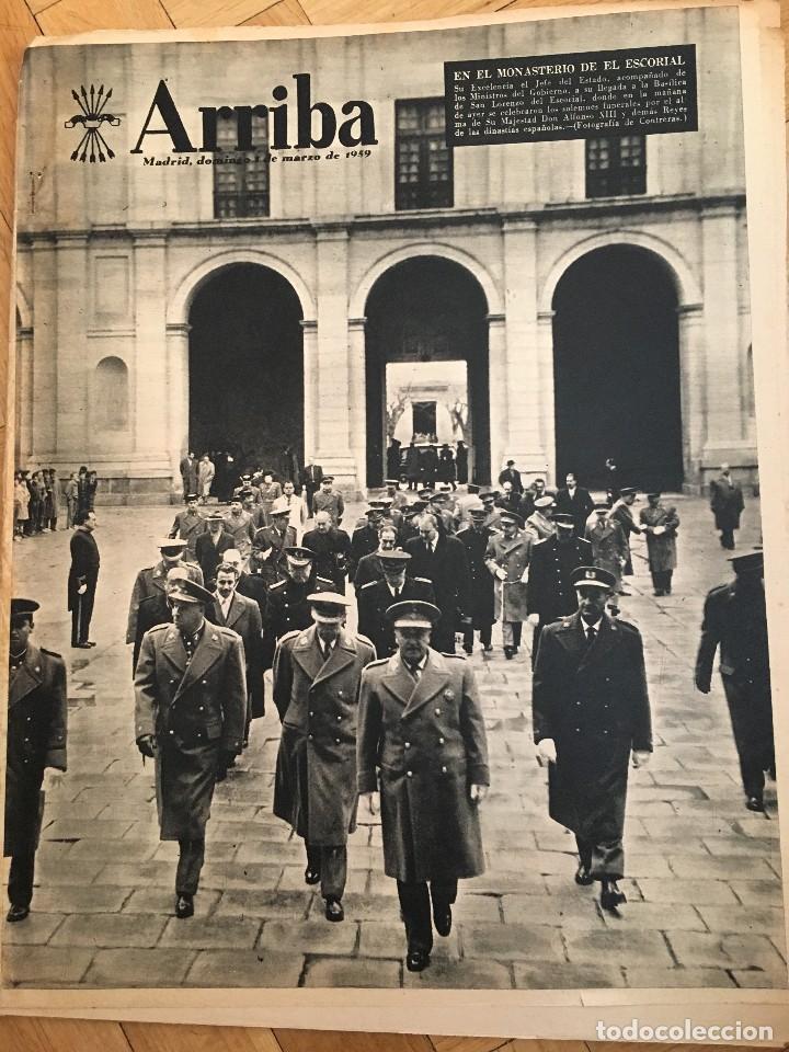 Collectionnisme de Revues et Journaux: ARRIBA (1-3-59) FRANCO EN EL MONASTERIO DE EL ESCORIAL REPORTAJE PALENCIA PUBLICIDAD CS CALVO SOTELO
