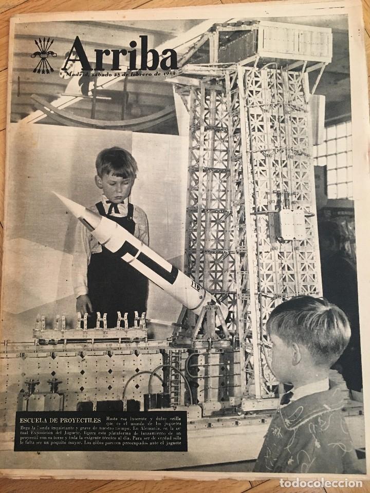 Collection Magazines and Newspapers: ARRIBA (28-2-59) ESCUELA DE PROYECTILES AUTOGRAFO MAKARIOS MINEROS BELGAS PORTUGALETE NAVACERRADA