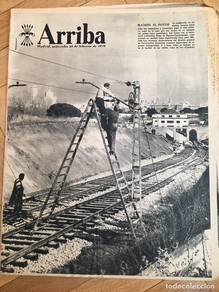 Coleccionismo de revistas y peri&oacute;dicos: ARRIBA (25-2-59) METRO PLAZA ESPA&Ntilde;A CARABANCHEL CAMPEONATOS ESQUI NAVACERRADA