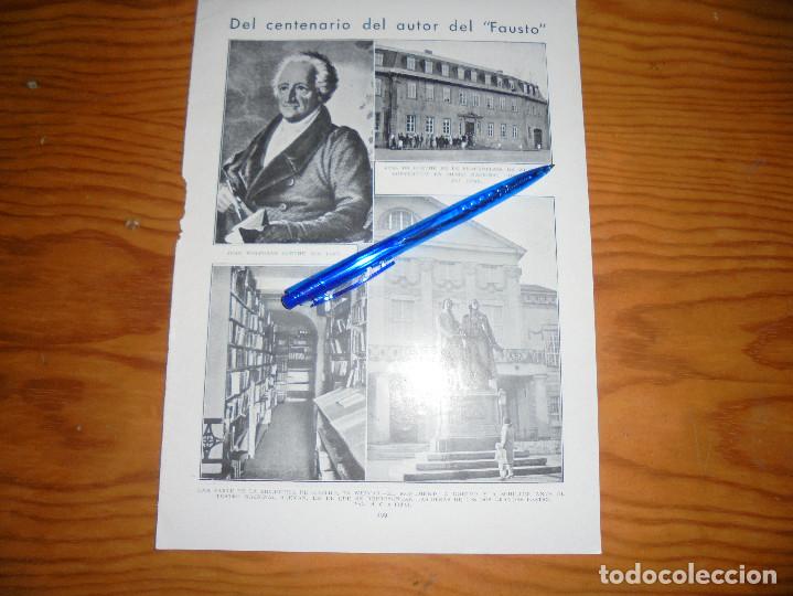 Coleccionismo de revistas y peri&oacute;dicos: RECORTE PRENSA : CENTENARIO DE GOETHE.  LA HORMIGA DE ORO