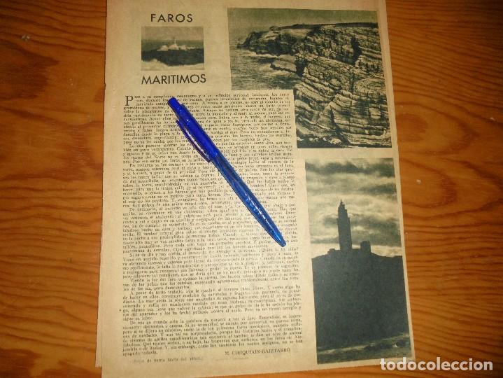 Coleccionismo de Revistas y Peri&oacute;dicos: RECORTE PRENSA : FAROS MARITIMOS.  ABC, MARZO 1950