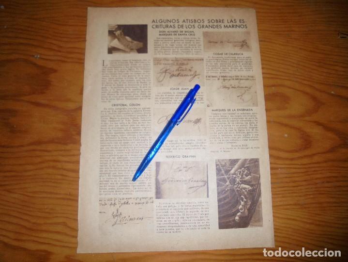 Coleccionismo de Revistas y Peri&oacute;dicos: RECORTE PRENSA : LA ESCRITURA DE LOS GRANDES MARINEROS. ABC, MARZO 1950