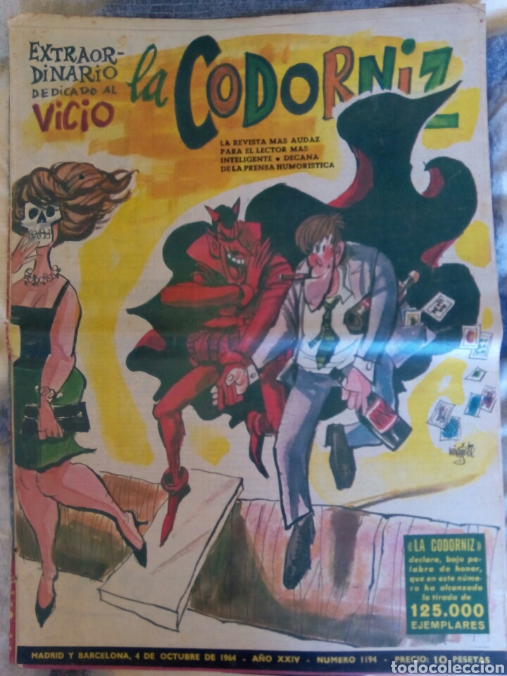 Coleccionismo de Revistas y Peri&oacute;dicos: La Codorniz. Extra vicio. N. 1194. 4 oct 1964