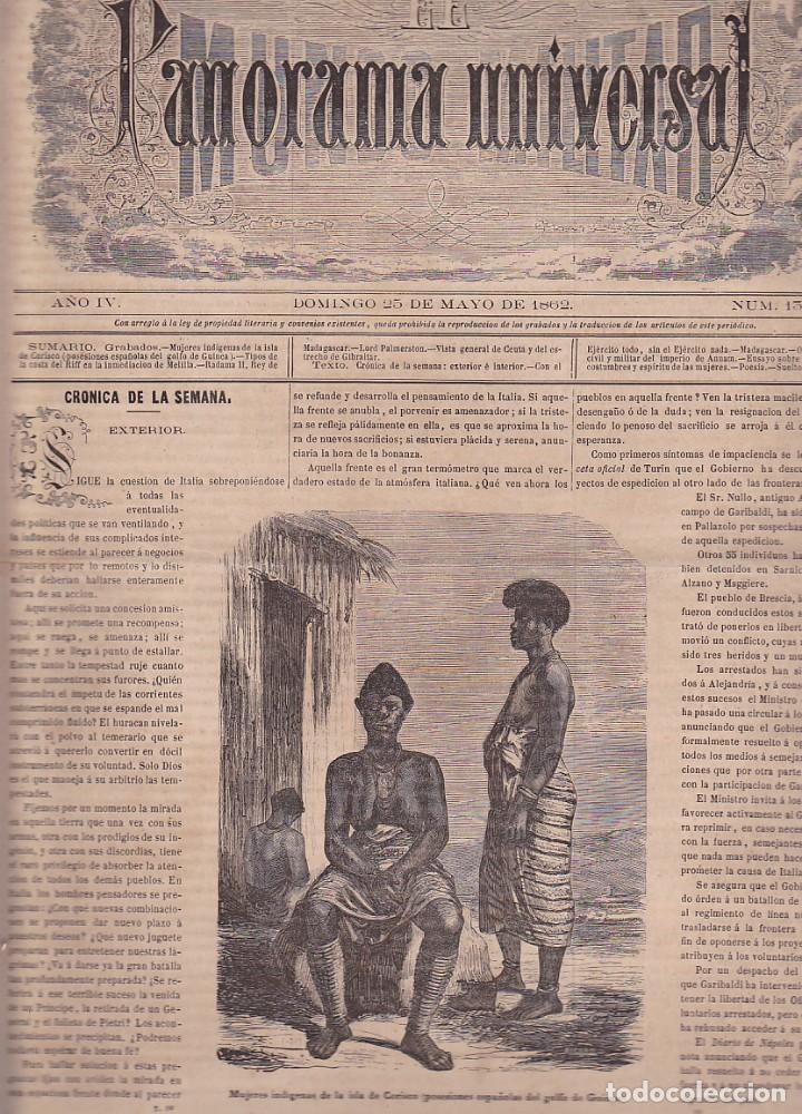Colecionismo de Revistas e Jornais: SEMANARIO EL PANORAMA UNIVERSAL 25 MAYO 1862