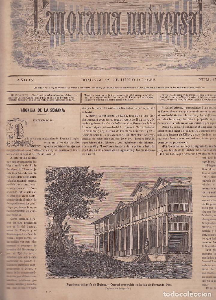Colecionismo de Revistas e Jornais: SEMANARIO EL PANORAMA UNIVERSAL 22 DE JUNIO 1862