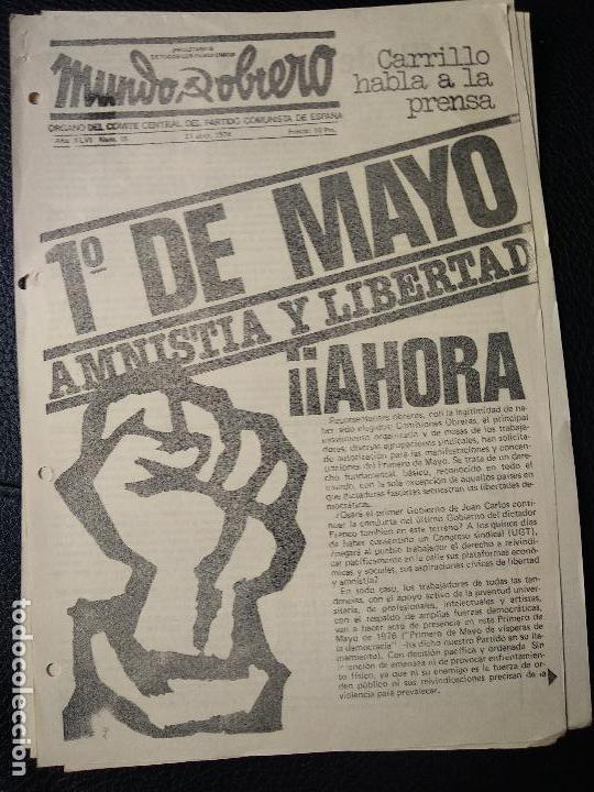 Collection Magazines and Newspapers: Mundo obrero abril 1976 Primero de Mayo amnist&iacute;a y libertad peri&oacute;dico clandestino &eacute;poca Franco