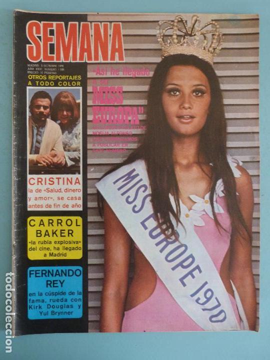 Coleccionismo de Revistas y Peri&oacute;dicos: RECORTE REPORTAJE CLIPPING DE PORTADA MISS EUROPA 1970 REVISTA SEMANA N&ordm; 1598