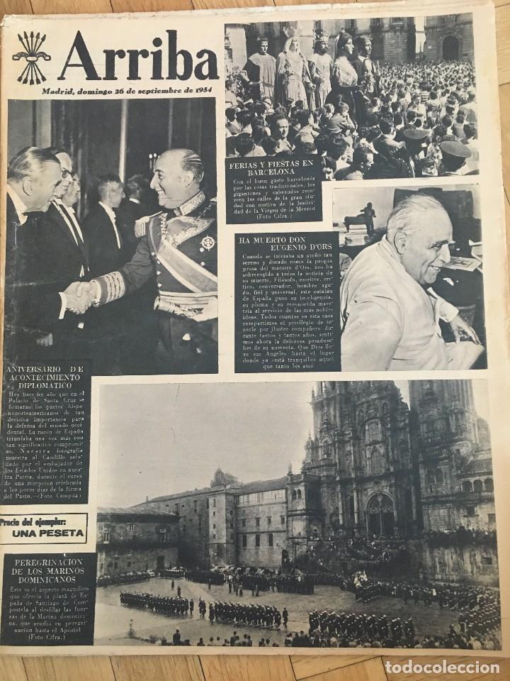 Collection Magazines and Newspapers: ARRIBA (26-9-54) FIESTAS VIRGEN DE LA MERCED HA MUERTO EUGENIO DORS SANTIAGO COMPOSTELA
