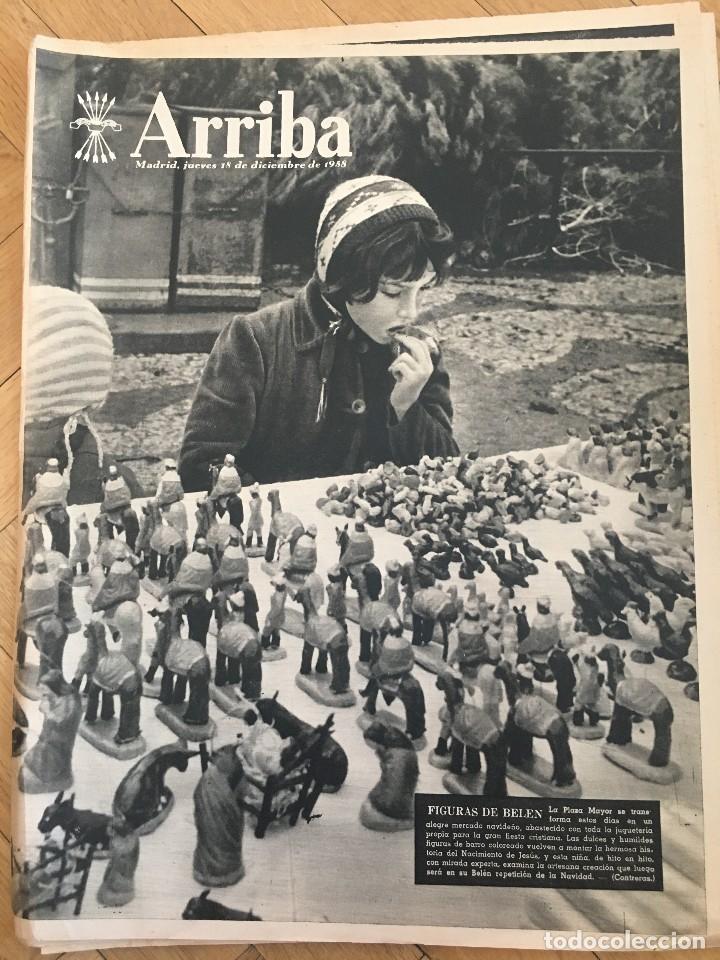 Coleccionismo de revistas y peri&oacute;dicos: ARRIBA (18-9-58) EN GINEBRA AT. MADRID CDNA SOFIA PUBLICIDAD SOBERANO CORTEFIEL MISS MUNDO