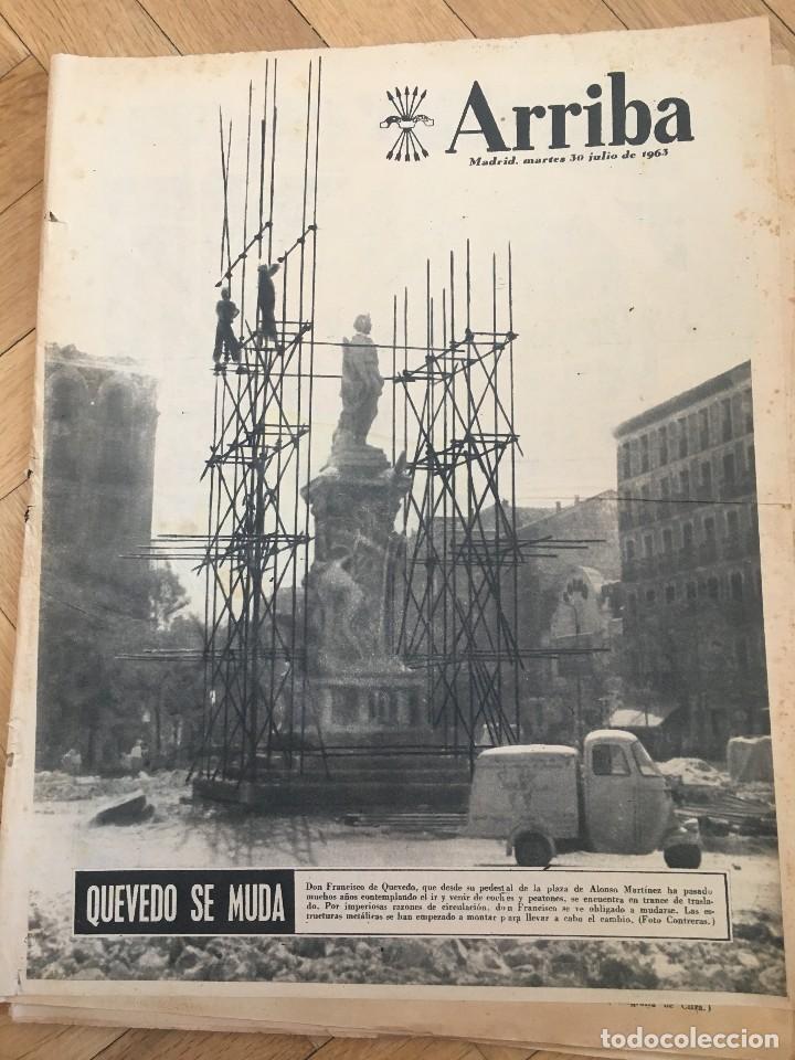 Coleccionismo de Revistas y Peri&oacute;dicos: ARRIBA (30-7-63) ESTATUA DE QUEVEDO PLAZA ALONSO MARTINEZ FRAGA EN LIMA SEAT EN MADRID