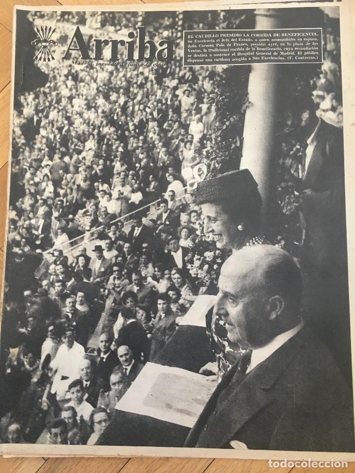 Coleccionismo de revistas y peri&oacute;dicos: ARRIBA(9-6-60)CORRIDA DE LA BENEFICENCIA EN LAS VENTAS AGUA PARA VALLECAS VALDIVIA GIRO ITALIA UNESA